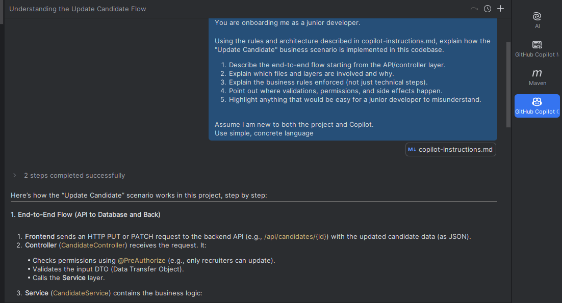 Onboarding prompt output