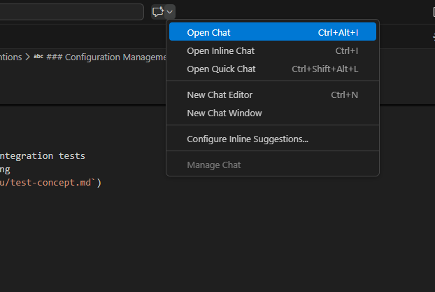 Open Copilot chat