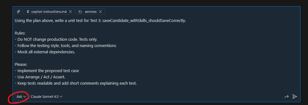Unit test generation output